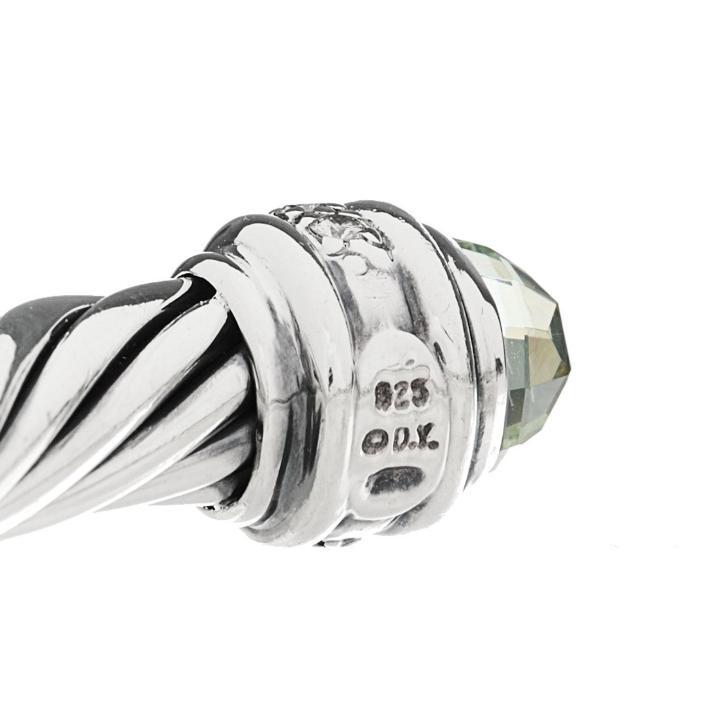 Sterling Silver Diamond Prasiolite 7mm Cable Classics Bracelet