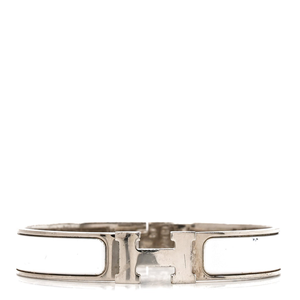 Enamel Narrow Clic Clac H Bracelet GM White