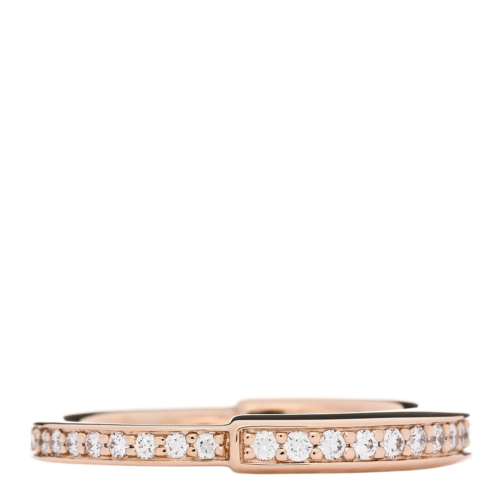 18K Rose Gold Diamond Lock Pave Ring 50 5.5
