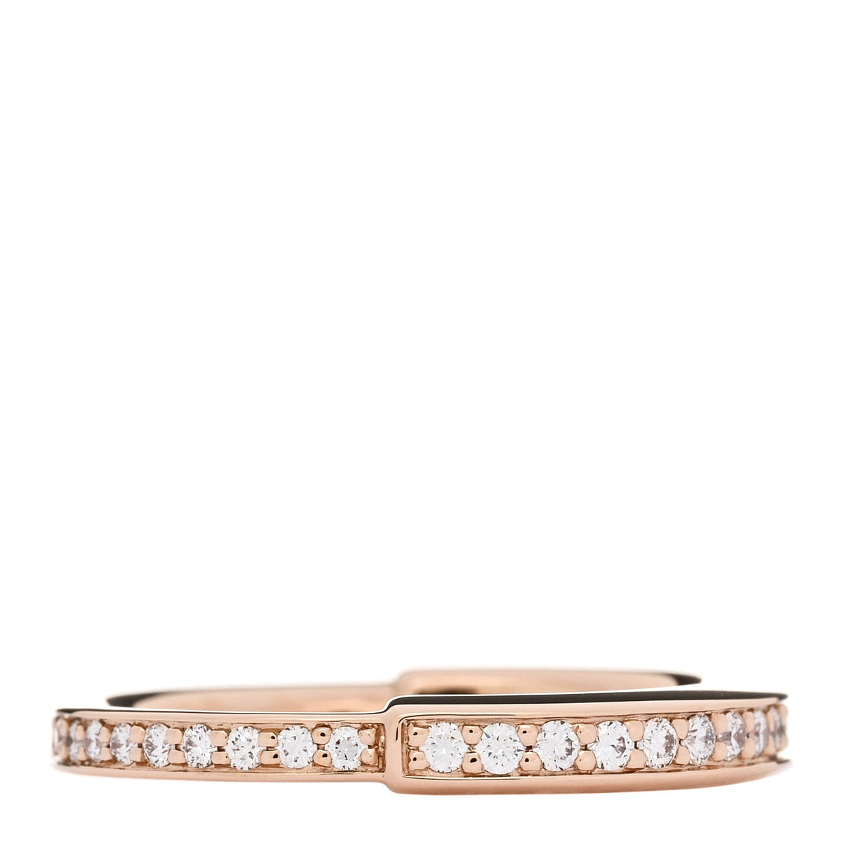 18K Rose Gold Diamond Lock Pave Ring 50 5.5