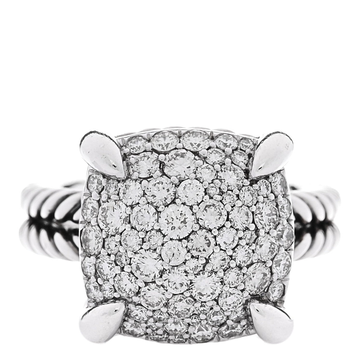 Sterling Silver Diamond 14mm Chatelaine Pave Ring 52 6