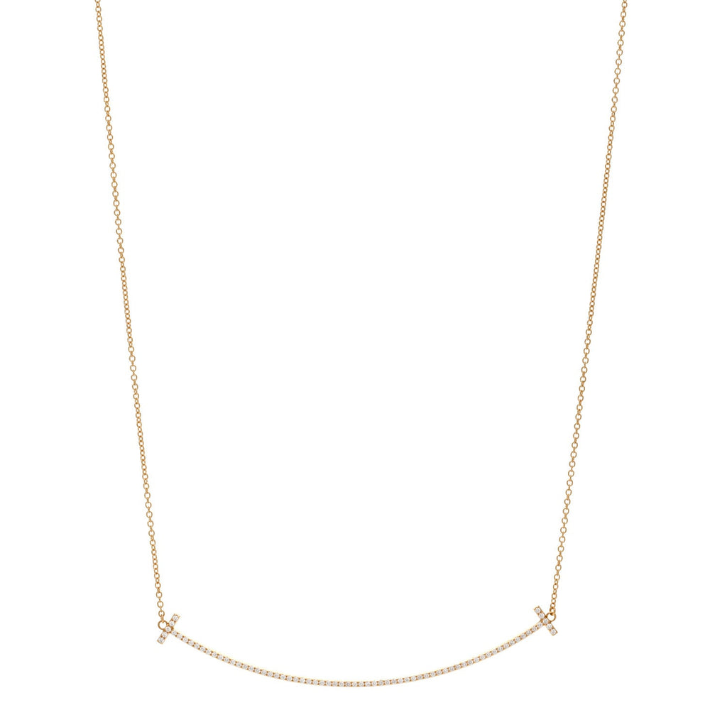 18K Yellow Gold Diamond Large T Smile Pendant Necklace