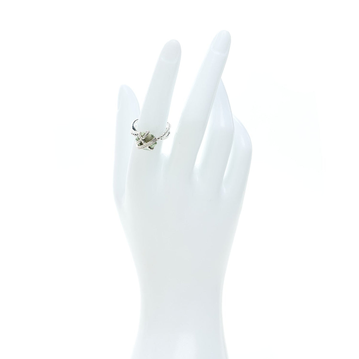 Sterling Silver Diamond Prasiolite 10mm Cable Wrap Ring 54 7