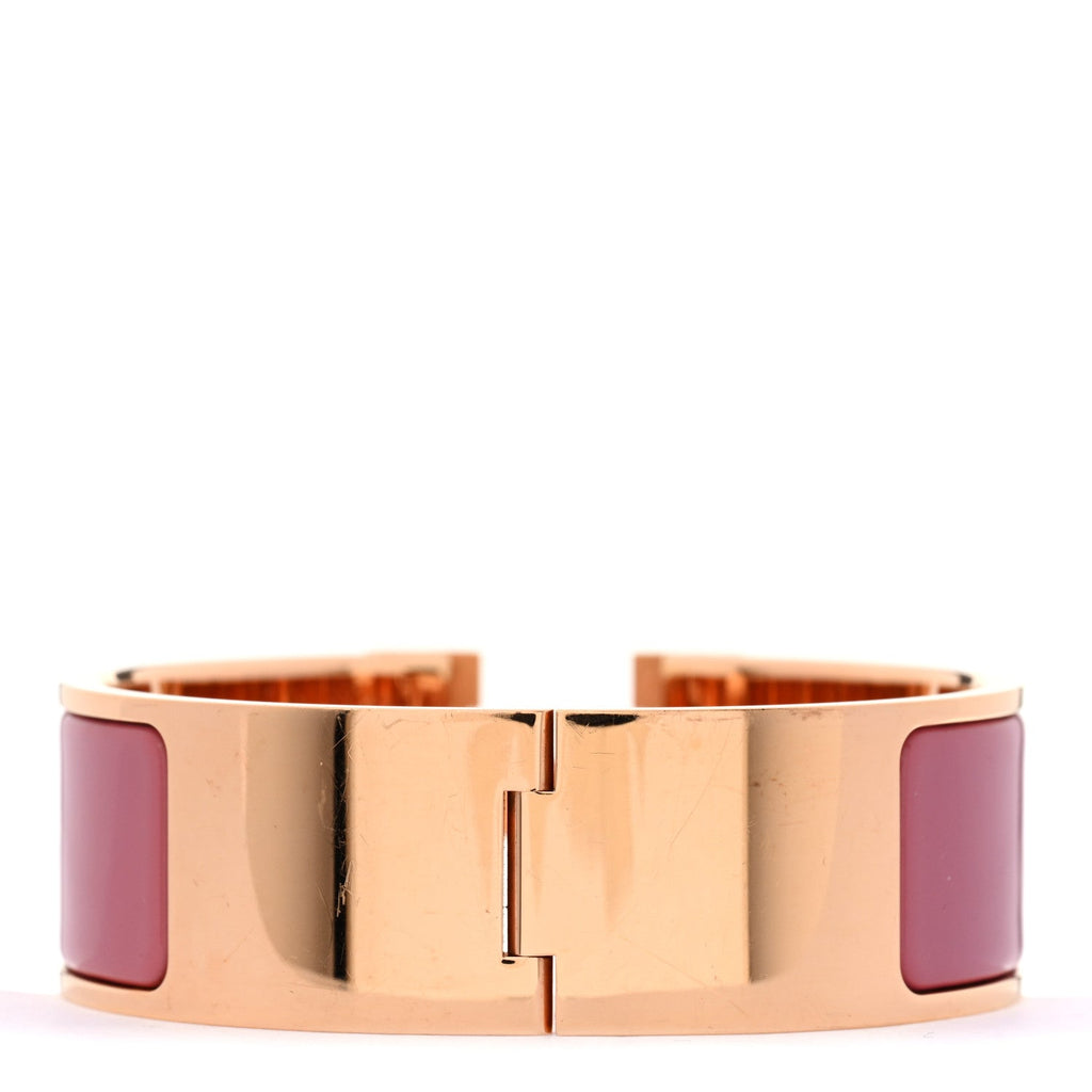 Enamel Wide Clic Clac H Bracelet GM Rose Velours