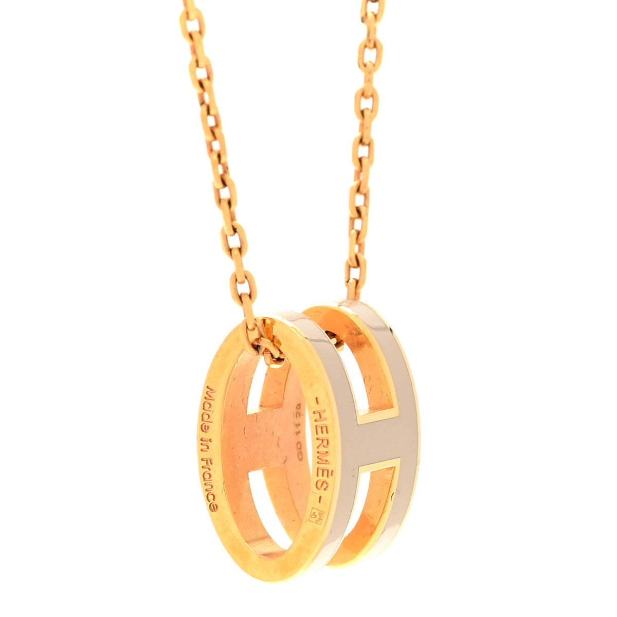 Lacquered Gold Pop H Pendant Necklace Marron Glace