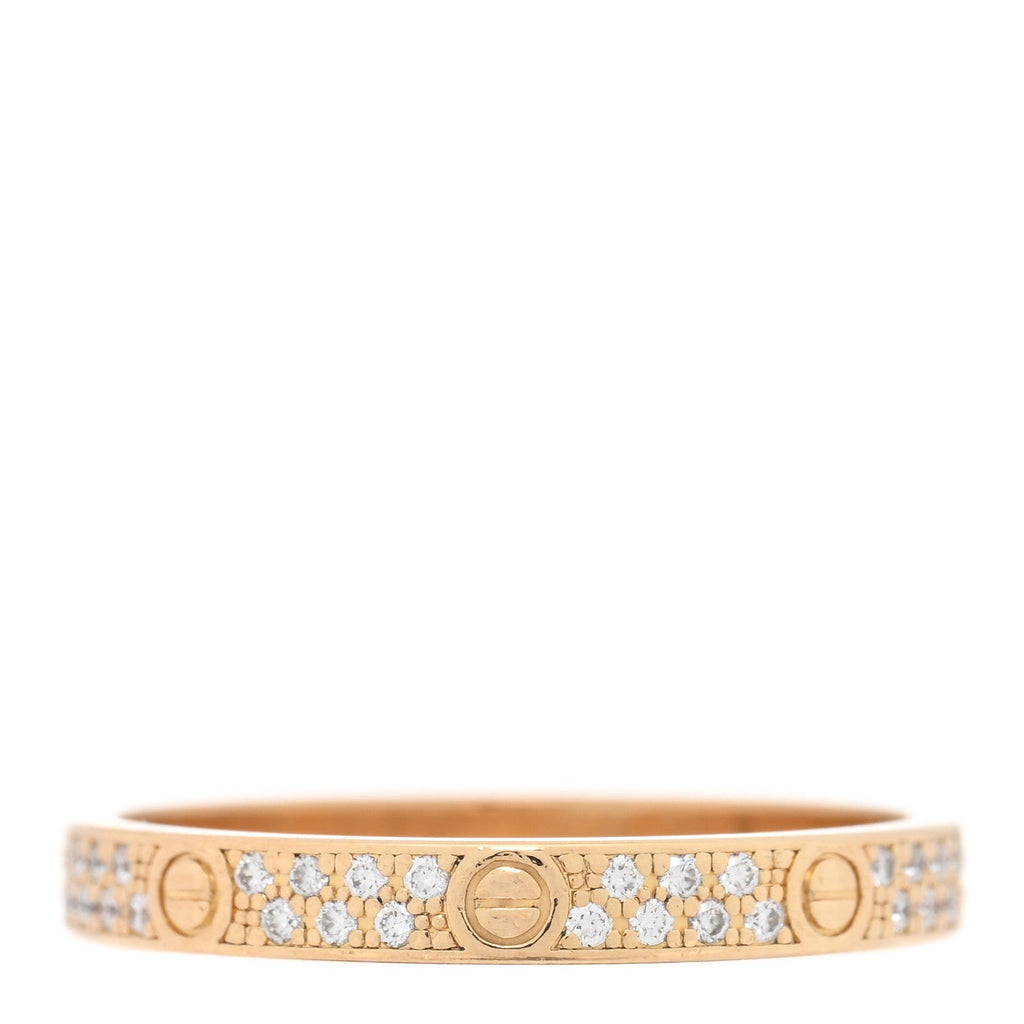 18K Yellow Gold Diamond 2.6mm LOVE Paved Band Ring 51 5.75