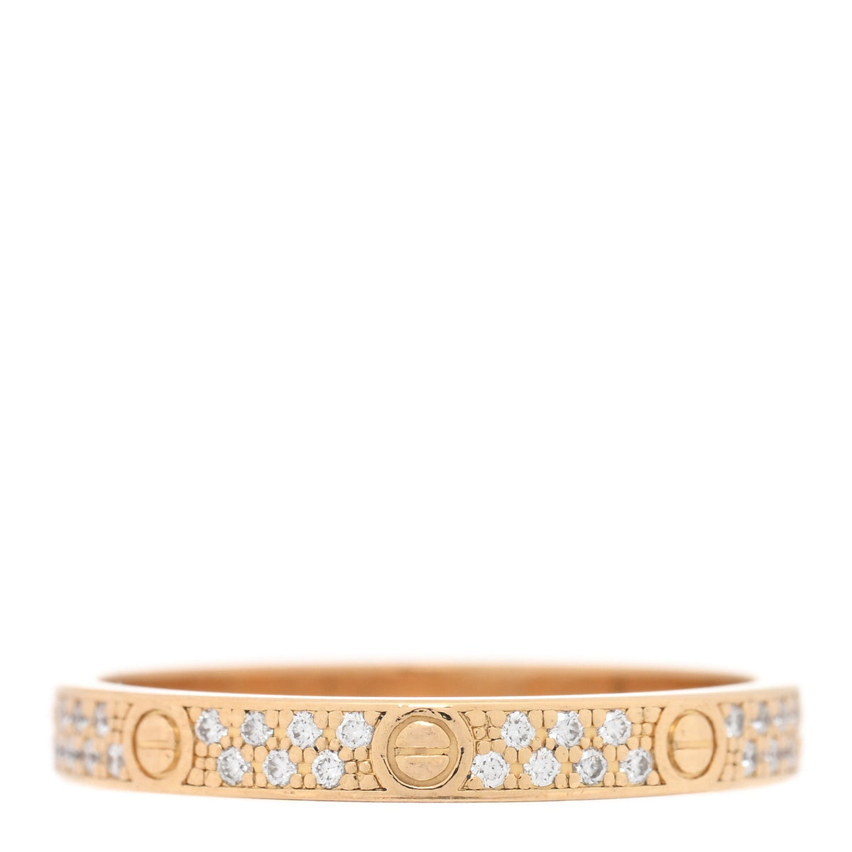 18K Yellow Gold Diamond 2.6mm LOVE Paved Band Ring 51 5.75