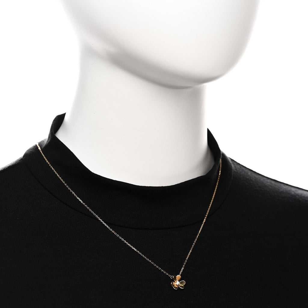 18K Yellow Gold Diamond Mini Frivole Pendant Necklace
