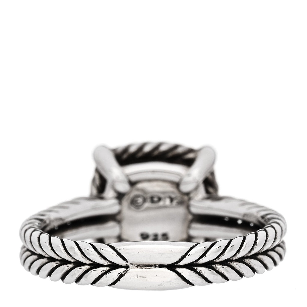 Sterling Silver Diamond Black Orchid 9mm Chatelaine Pave Bezel Ring  57 8
