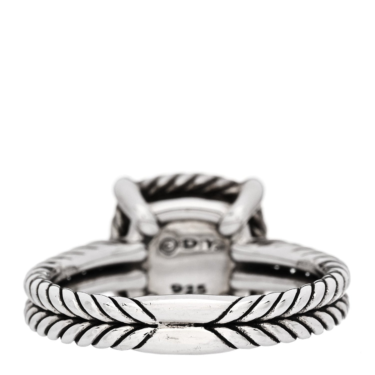 Sterling Silver Diamond Black Orchid 9mm Chatelaine Pave Bezel Ring  57 8