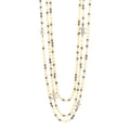 Pearl CC Multi Strand Long Necklace Silver Pearly White Grey