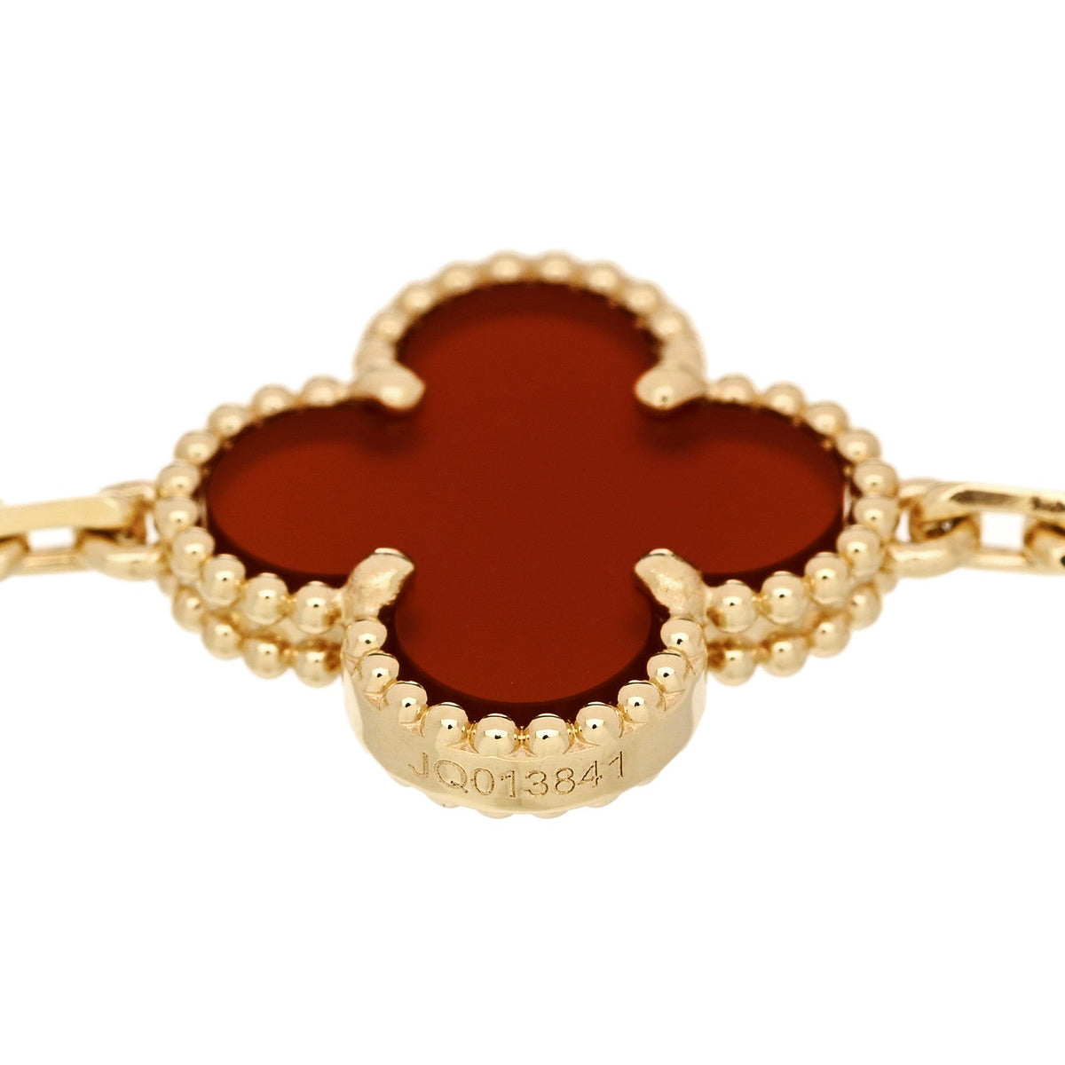 18K Yellow Gold Carnelian 10 Motifs Vintage Alhambra Necklace