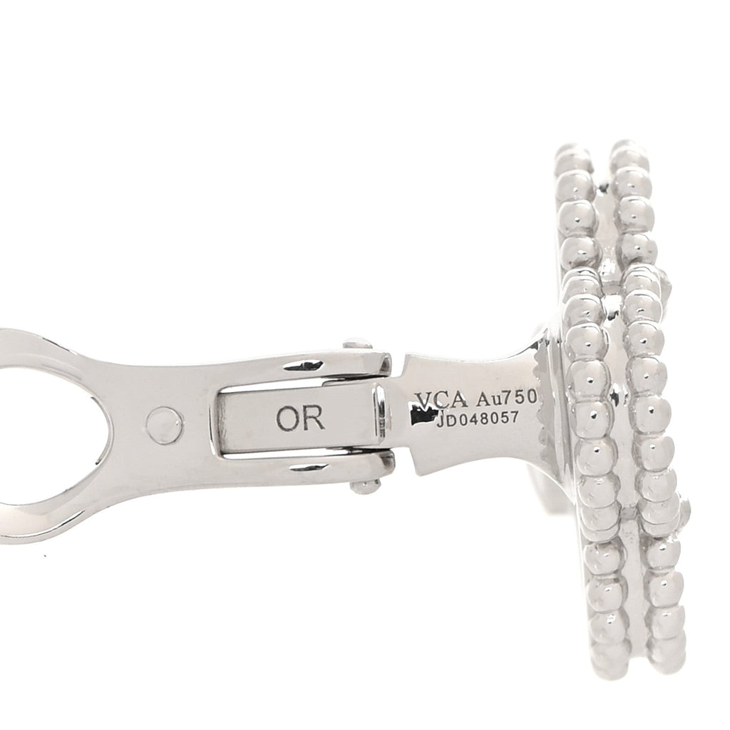 18K White Gold Mother of Pearl Vintage Alhambra Earrings