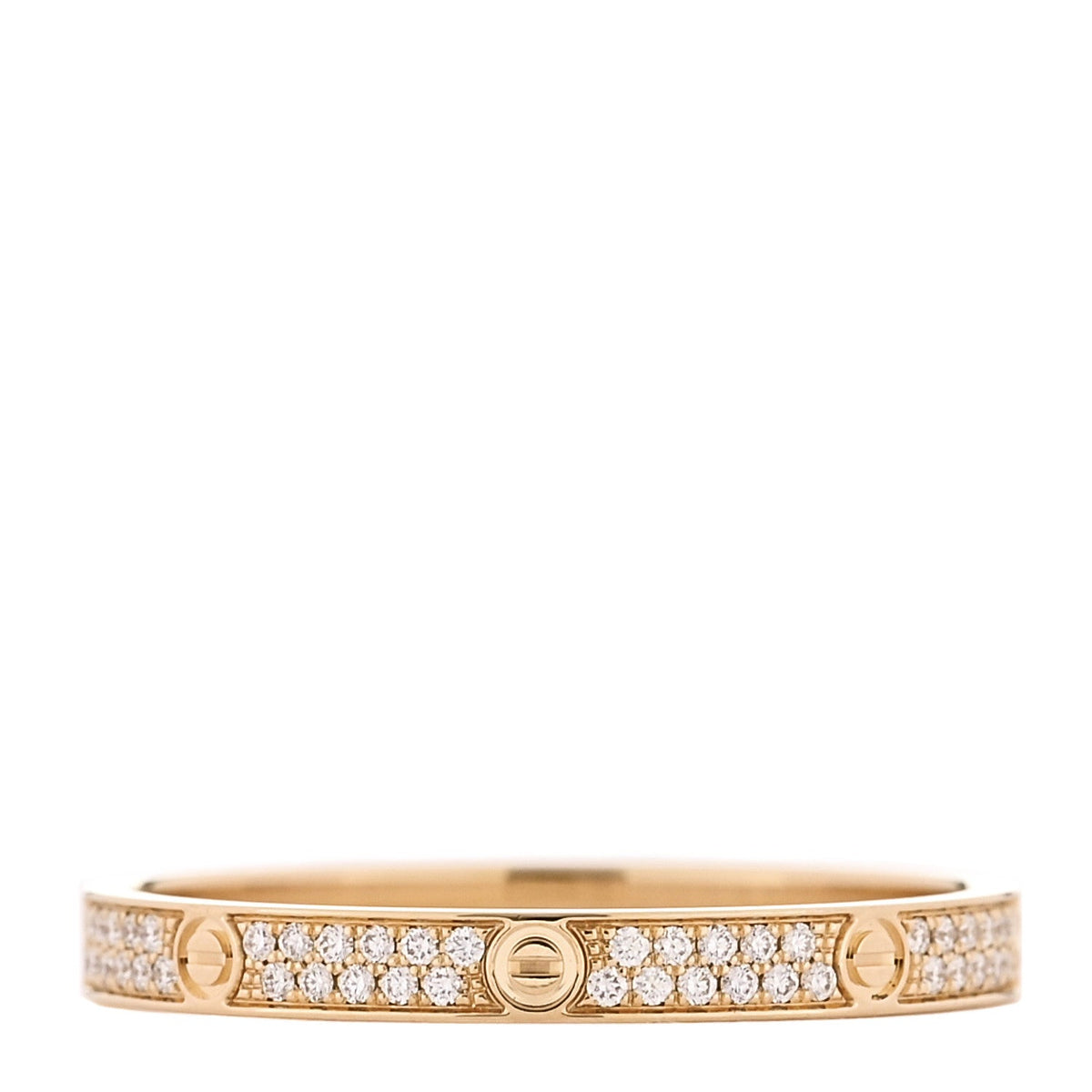 18K Yellow Gold Diamond 2.6mm LOVE Paved Band Ring 62 10