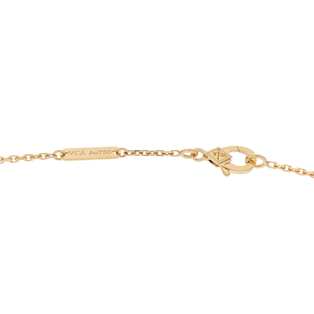 18K Yellow Gold Guilloche Vintage Alhambra Pendant Necklace
