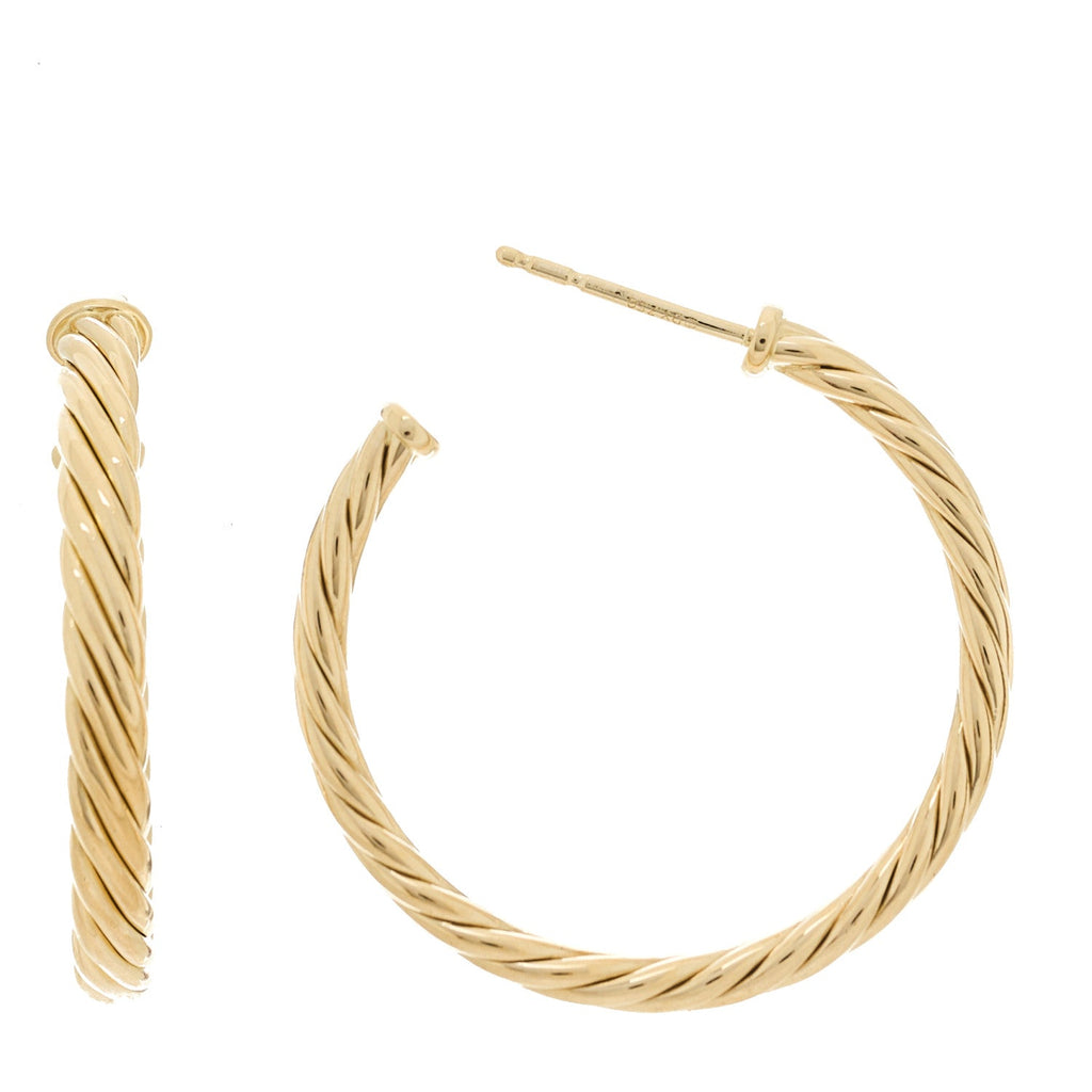 18K Yellow Gold Small Cablespira Hoop Earrings