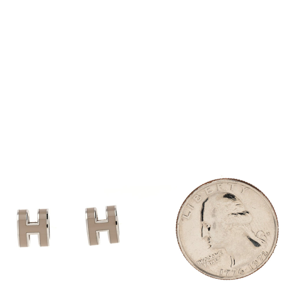 Palladium Lacquered Mini Pop H Earrings Marron Glace