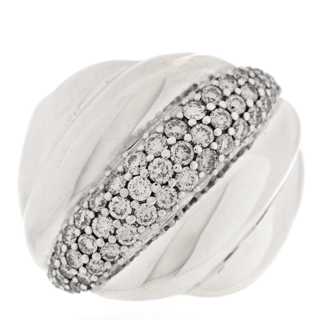 Sterling Silver Diamond Sculpted Cable Ring 51 5.75