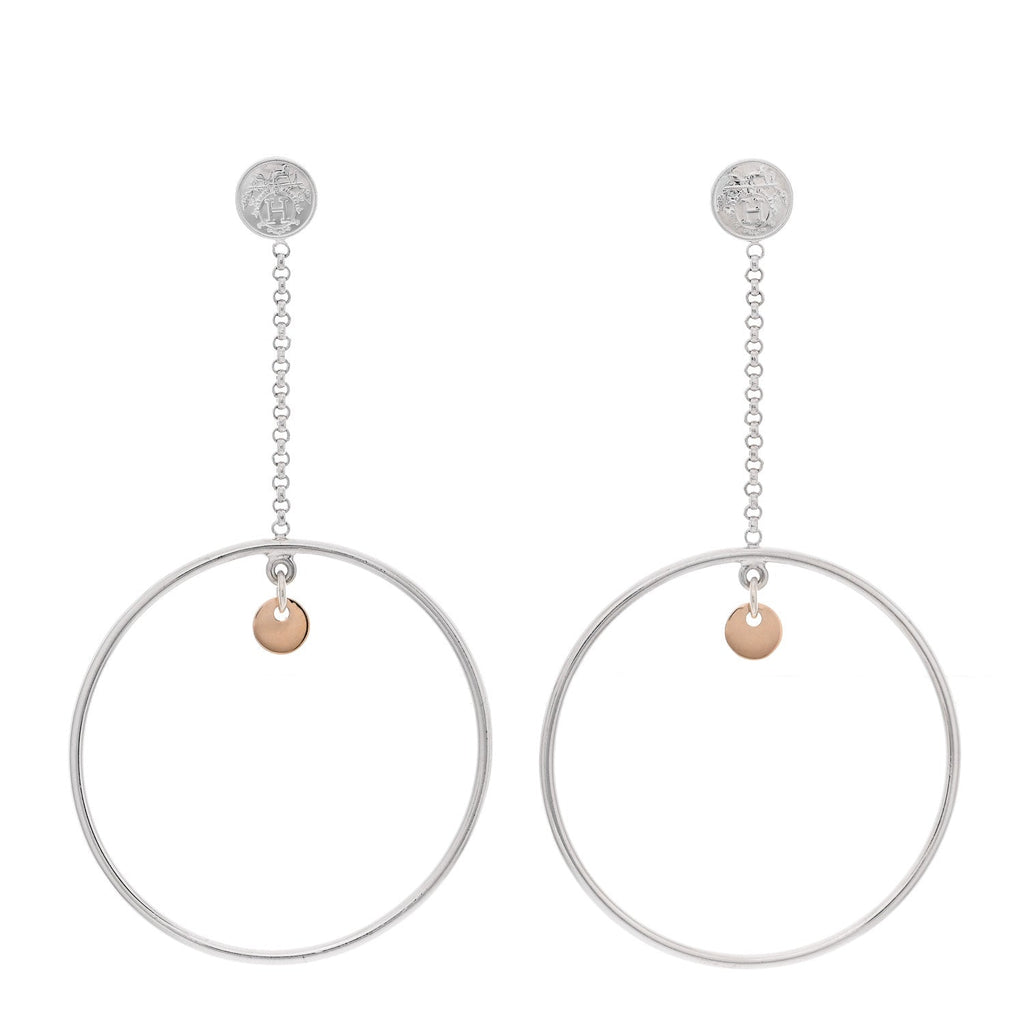 Sterling Silver 18K Rose Gold PM Ex-Libris Hoop Earrings
