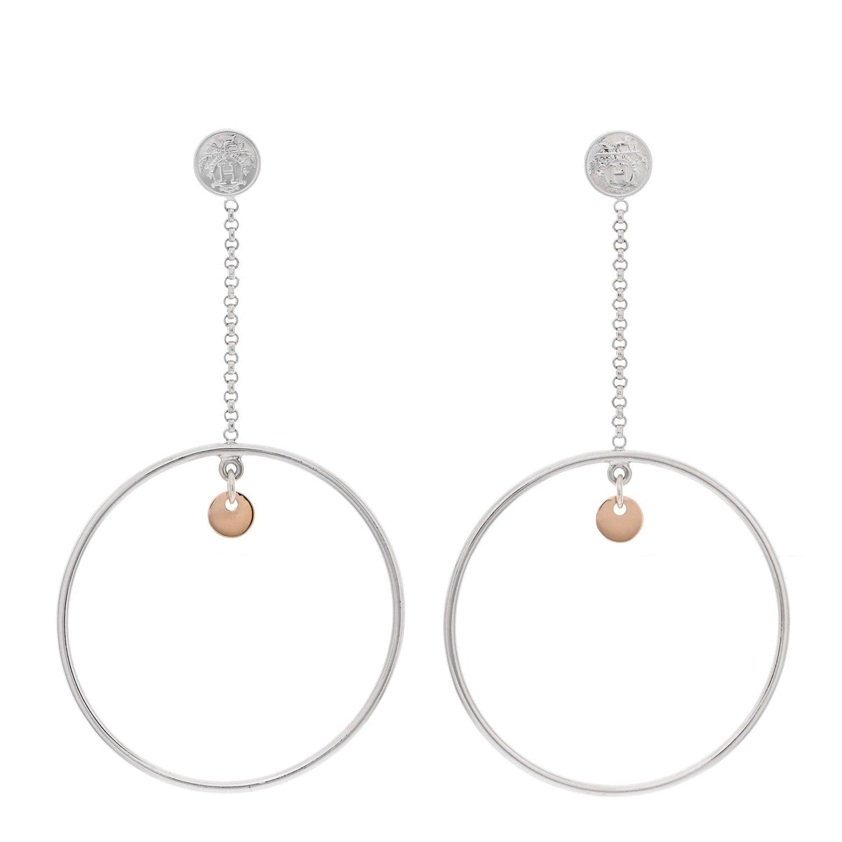 Sterling Silver 18K Rose Gold PM Ex-Libris Hoop Earrings