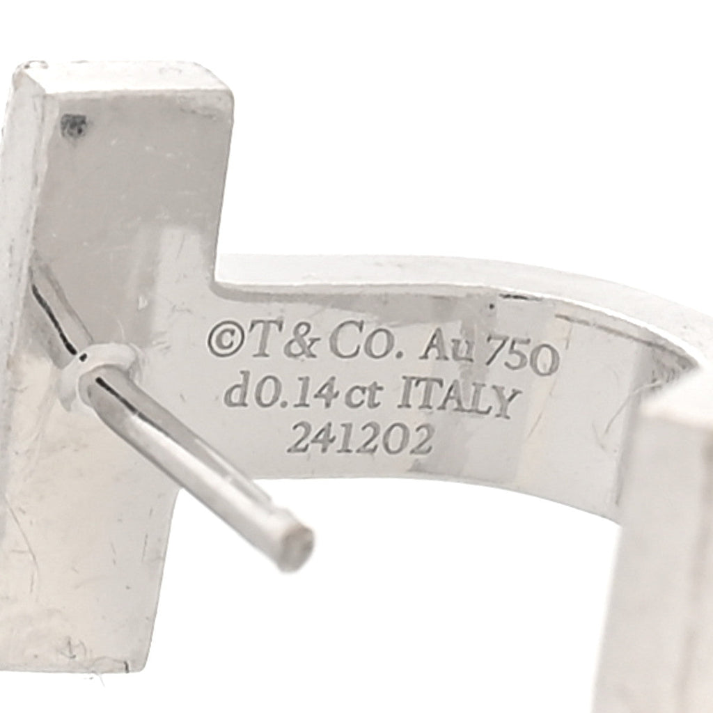 18K White Gold Diamond T1 Half Pave Huggie Earrings