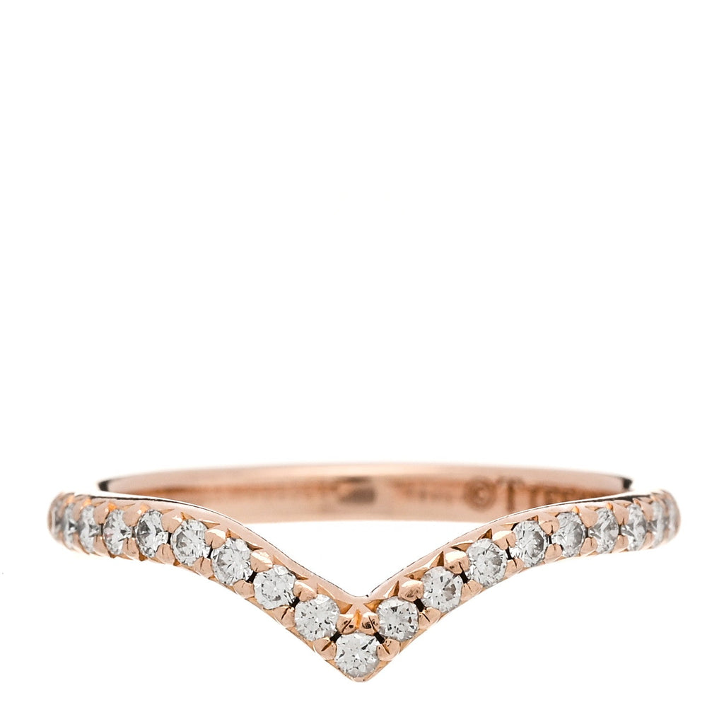 18K Rose Gold Diamond Soleste V Band Ring 48 4.5