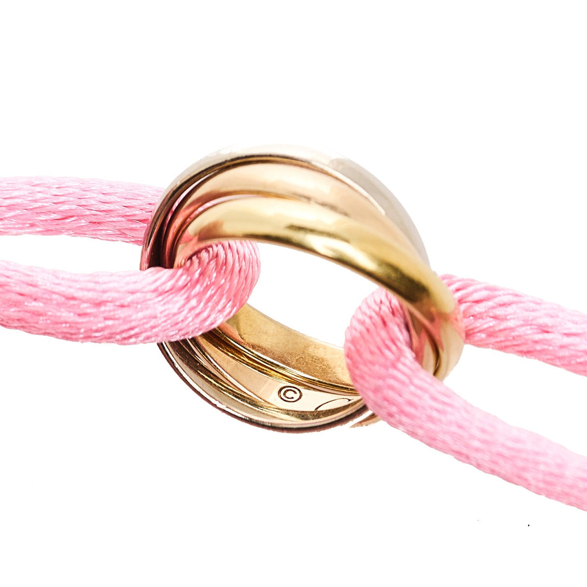 18k Pink Yellow White Gold Trinity Adjustable Cord Bracelet Pink