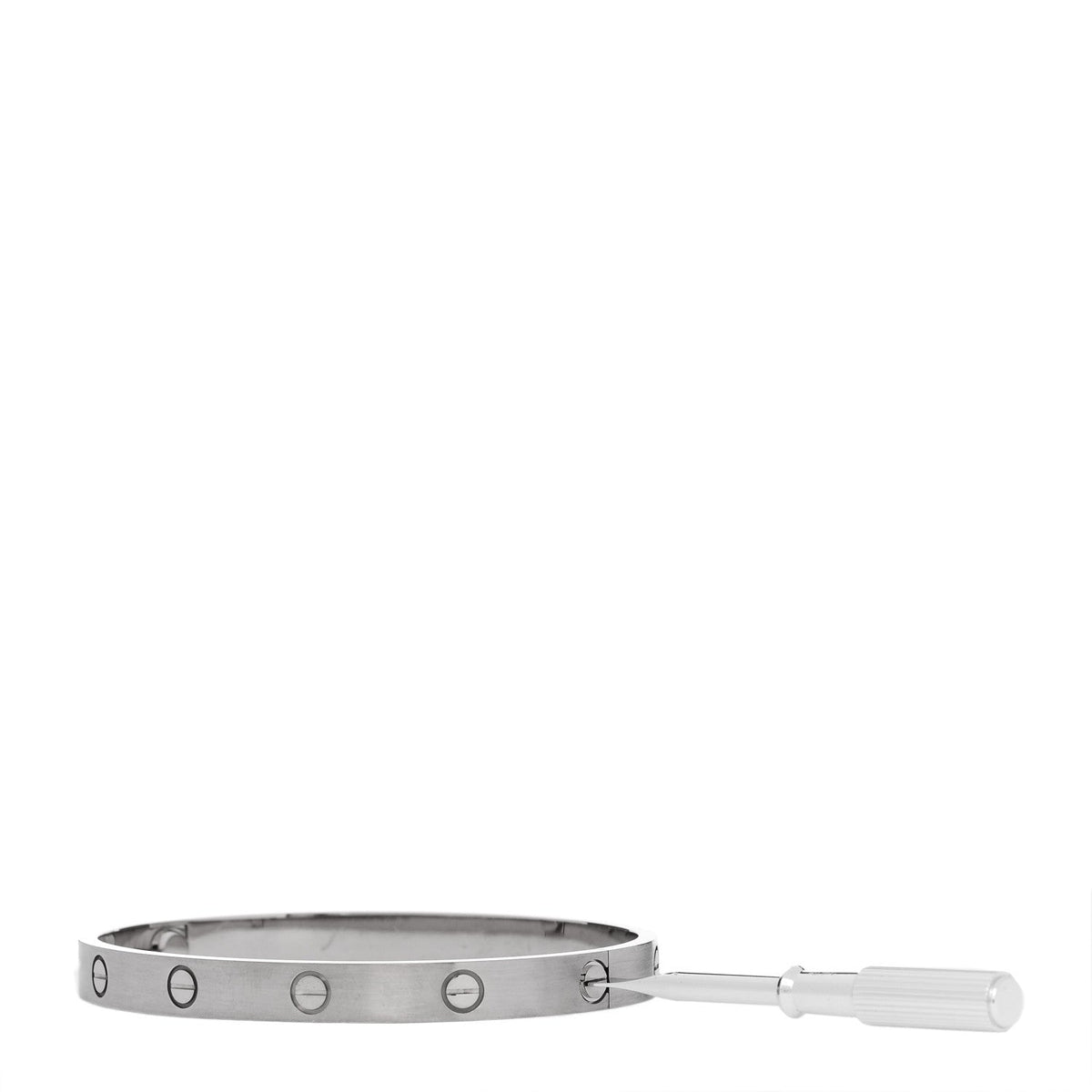 18K White Gold Brushed Finish LOVE Bracelet 18