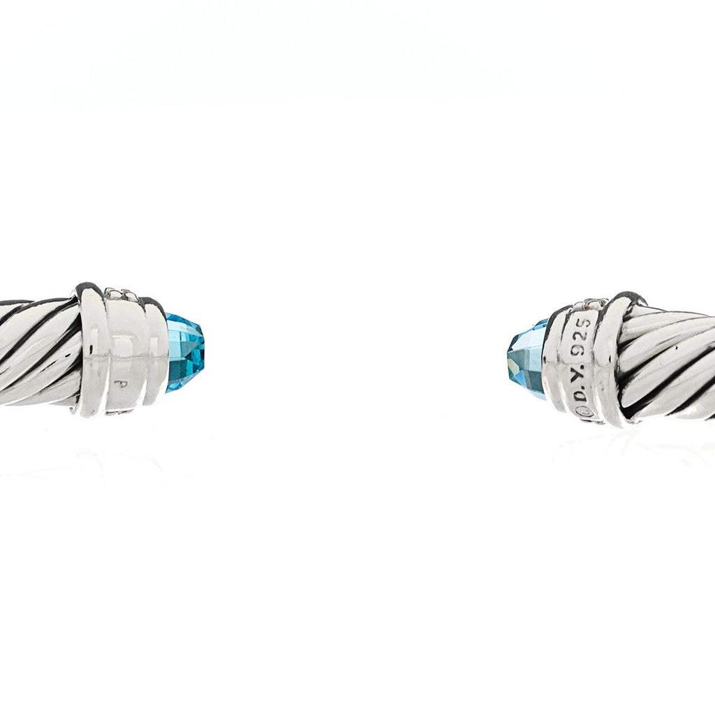 Sterling Silver Diamond Blue Topaz 5mm Cable Classics Bracelet