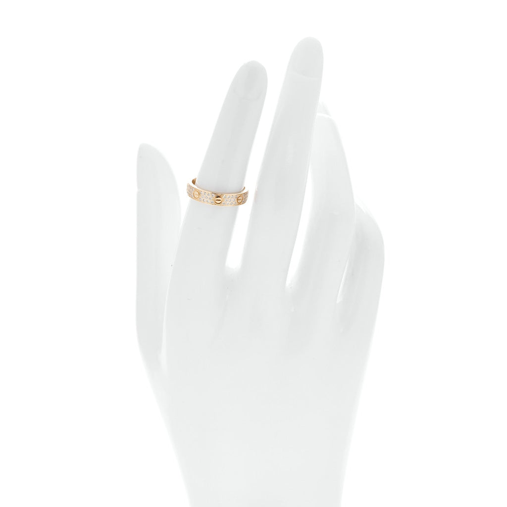 18K Yellow Gold Diamond 4mm LOVE Wedding Paved Band Ring 51 5.75