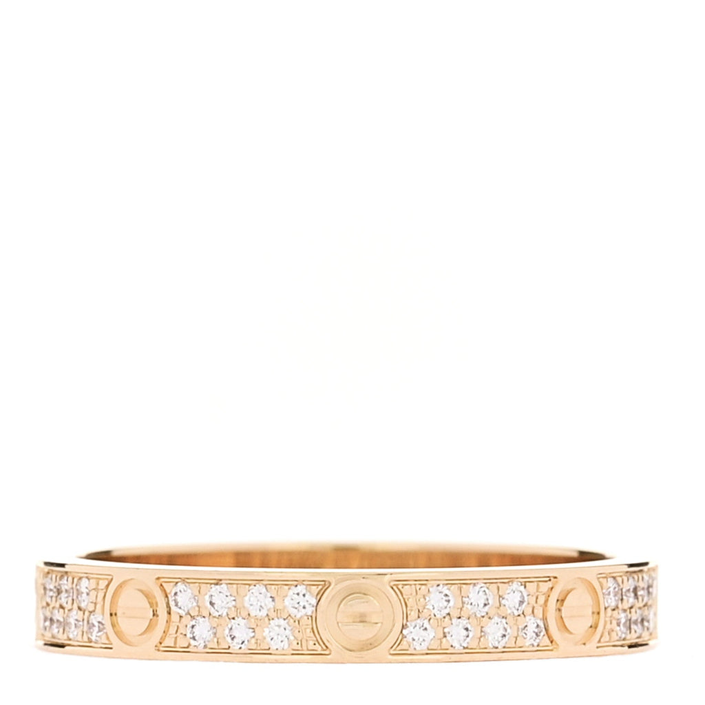 18K Yellow Gold Diamond 2.6mm LOVE Paved Band Ring 48 4.5