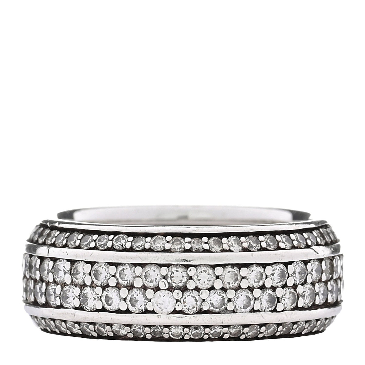Sterling Silver Diamond 8.5mm Streamline Beveled Band Ring 56 7.75