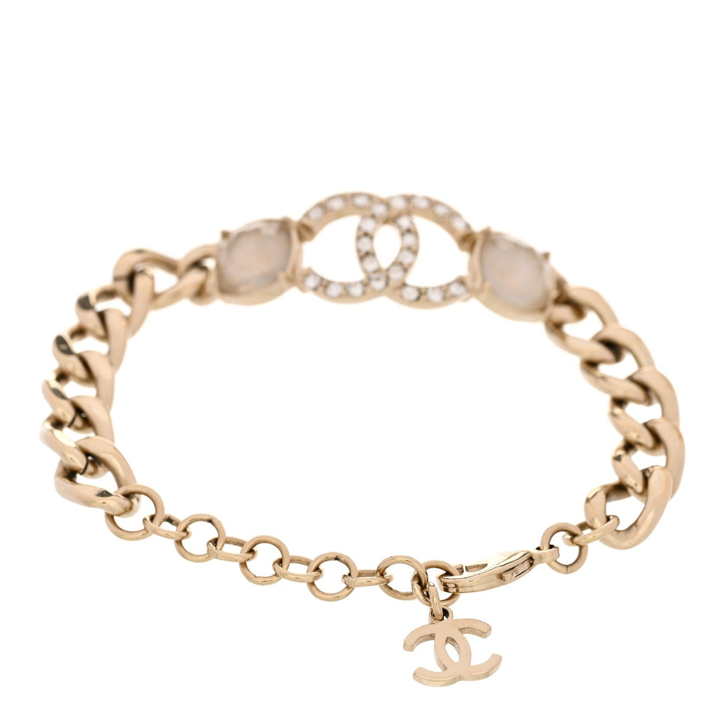 Glass Crystal CC Chain Bracelet Gold
