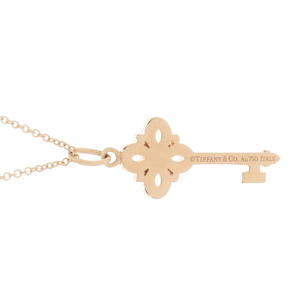18K Rose Gold Diamond Mini Victoria Key Pendant Necklace