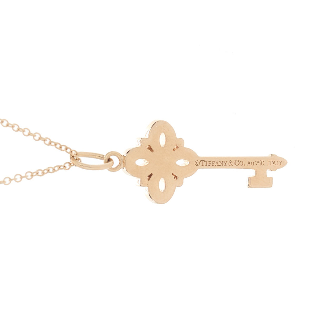18K Rose Gold Diamond Mini Victoria Key Pendant Necklace