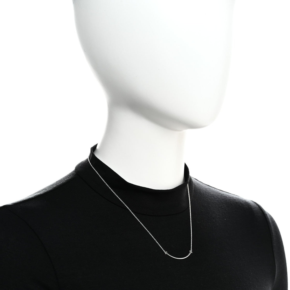 Sterling Silver Small T Smile Pendant Necklace