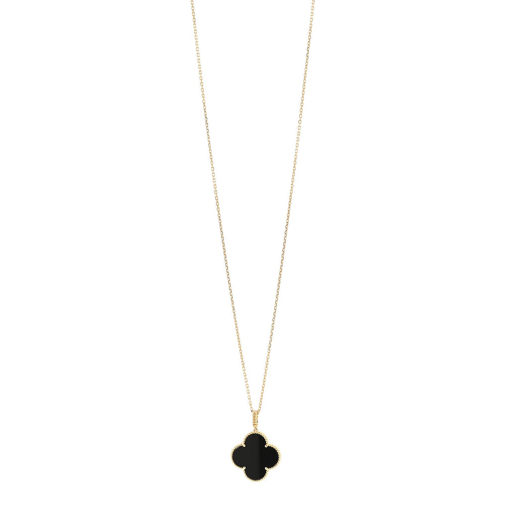18K Yellow Gold Black Onyx Magic Alhambra Pendant Necklace