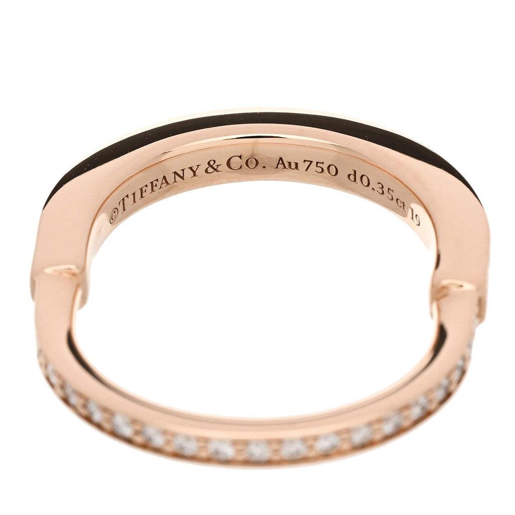 18K Rose Gold Diamond Lock Pave Ring 50 5.5