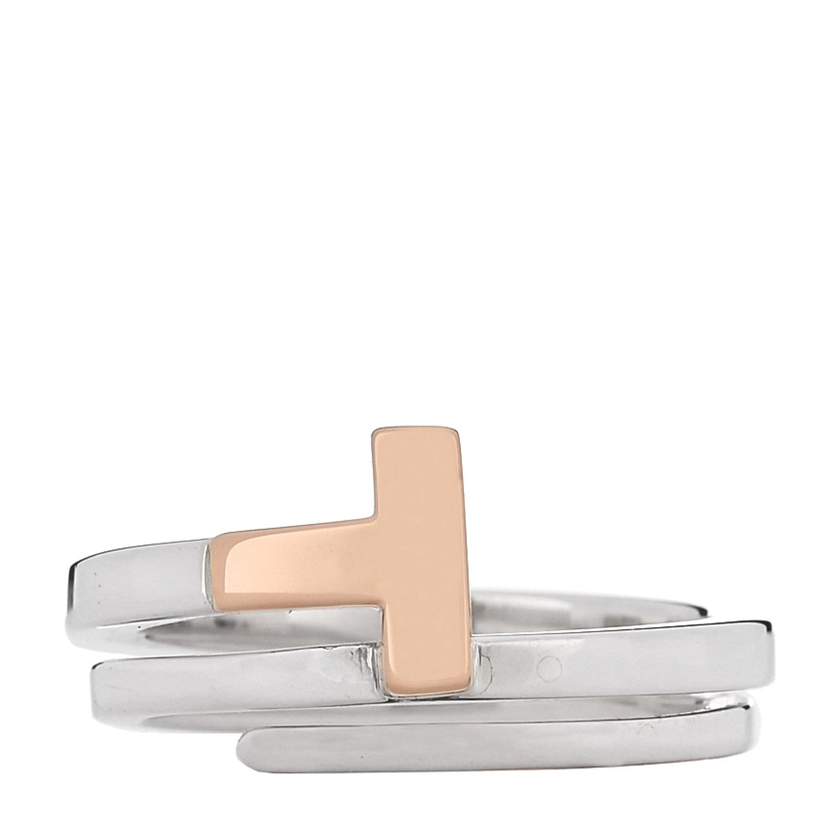 18K Rose Gold Sterling Silver T Square Wrap Ring 53 6.5