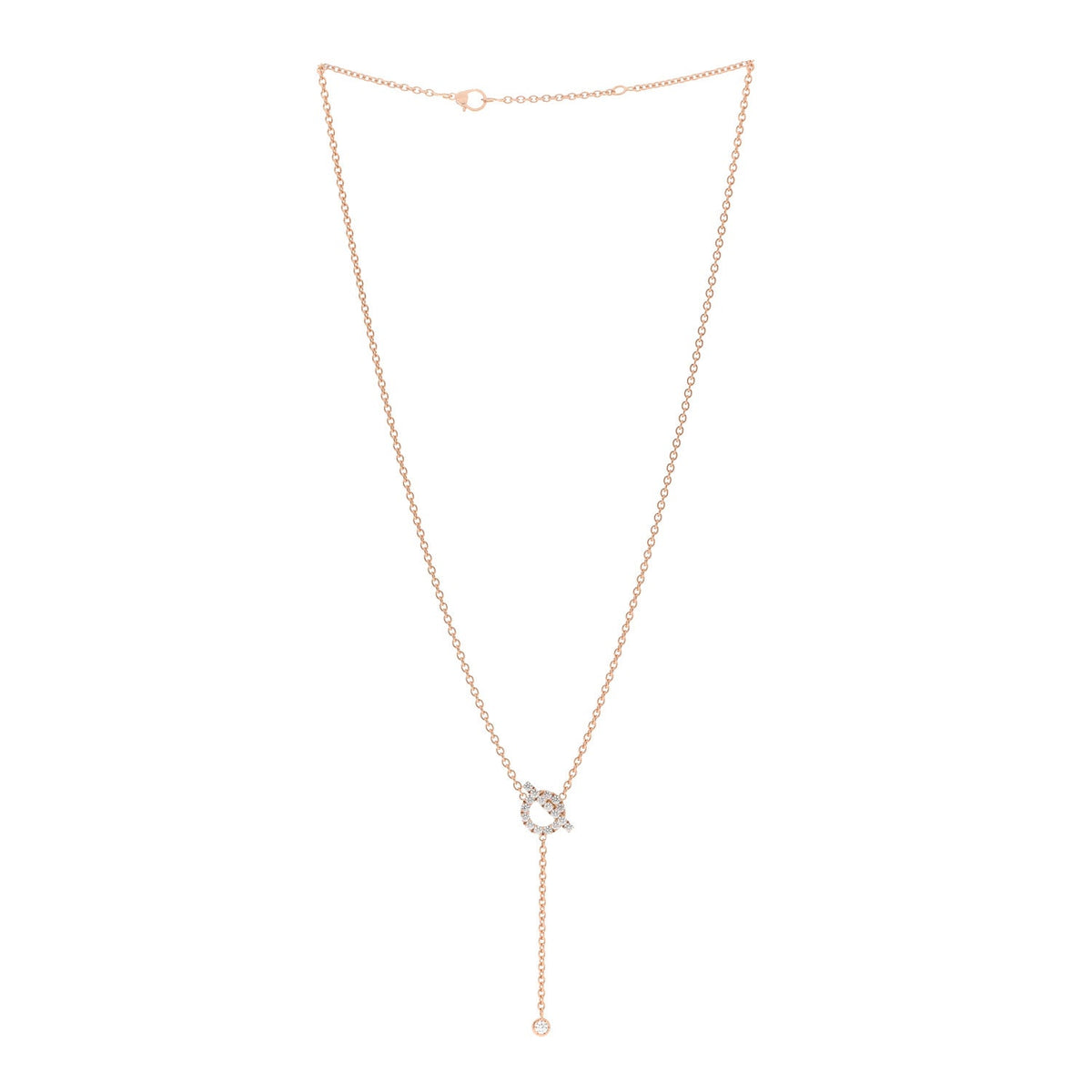 18K Rose Gold Diamond Finesse Lariat Necklace