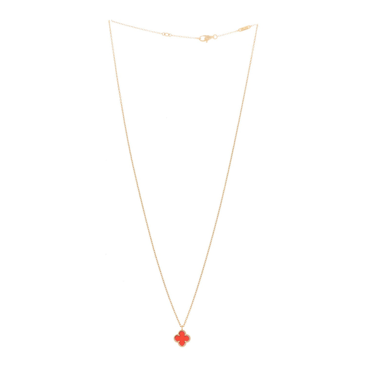 18K Rose Gold Carnelian Sweet Alhambra Pendant Necklace