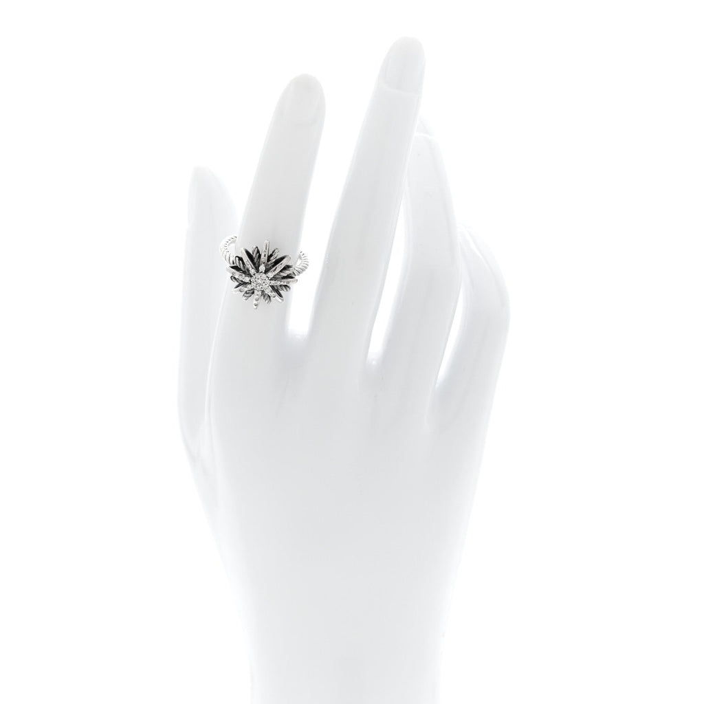 Sterling Silver Diamond 16mm Starburst Ring 50 5.5