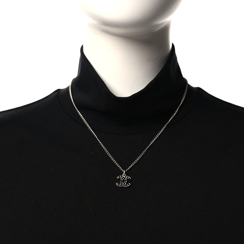 Crystal CC Necklace Silver Black