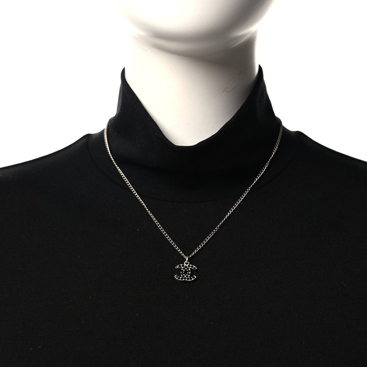 Crystal CC Necklace Silver Black