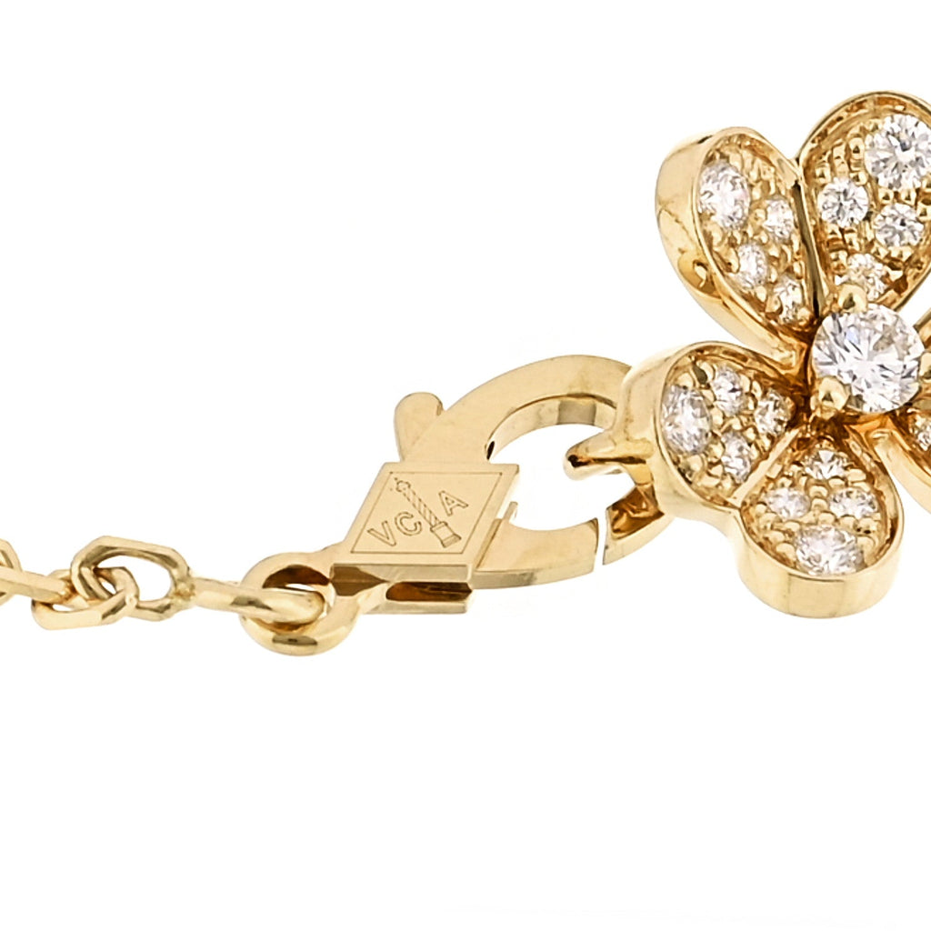 18K Yellow Gold Diamond Frivole 5 Flowers Bracelet