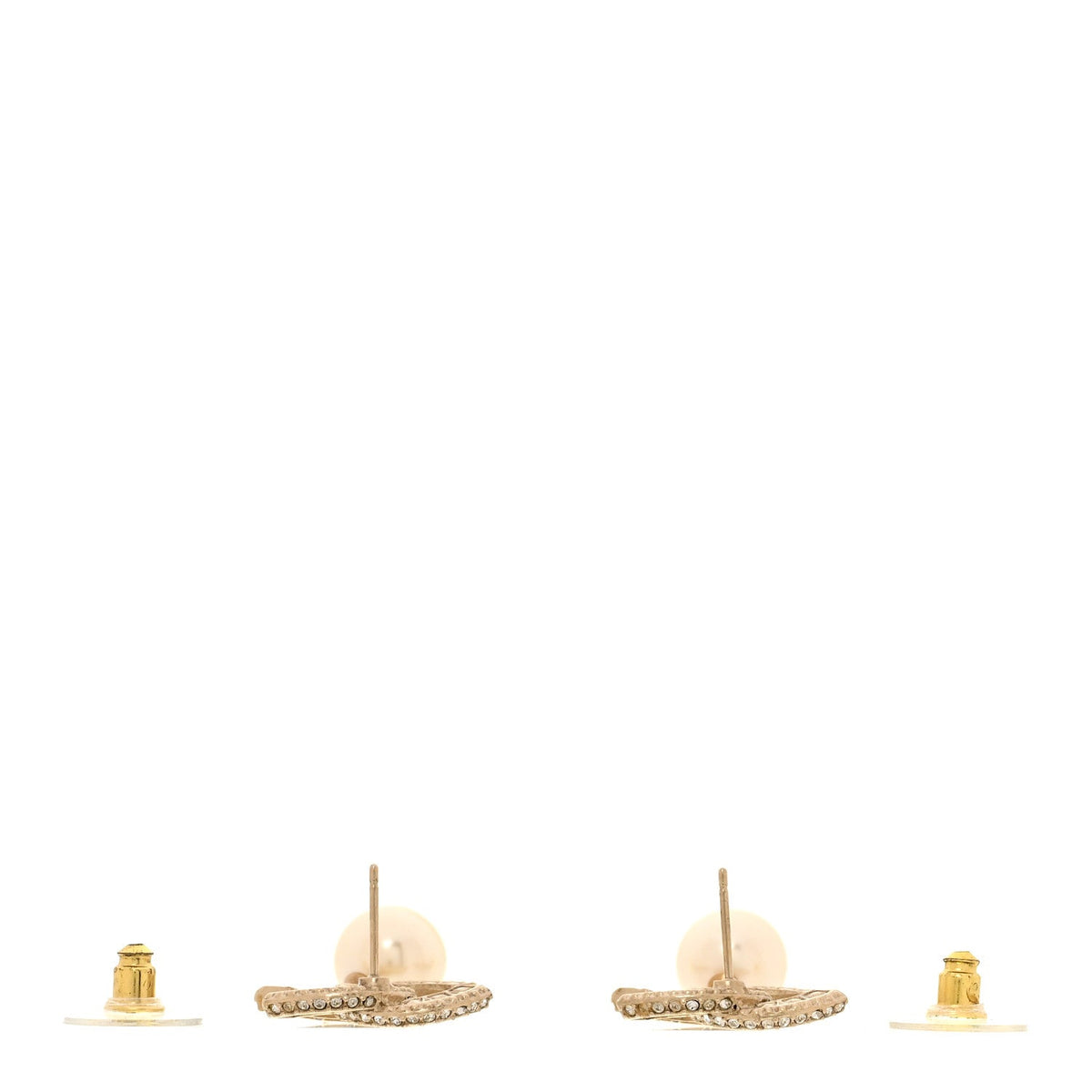 Crystal Pearl CC Drop Earrings Gold