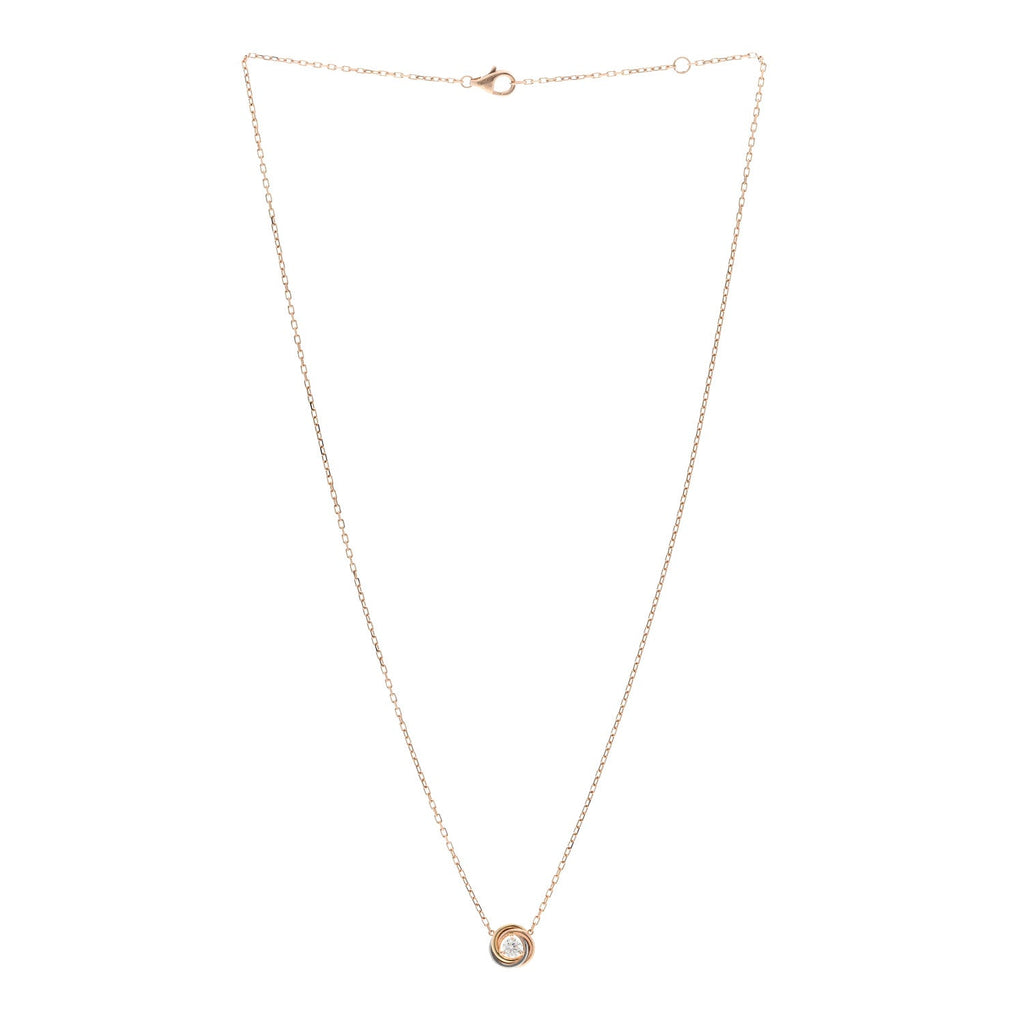 18K Pink White Yellow Gold Diamond Trinity De Cartier Pendant Necklace