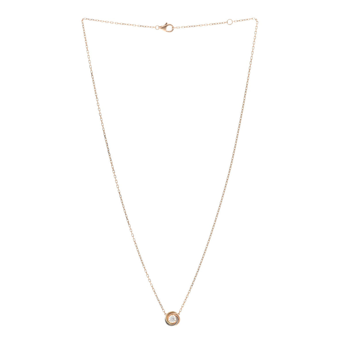 18K Pink White Yellow Gold Diamond Trinity De Cartier Pendant Necklace