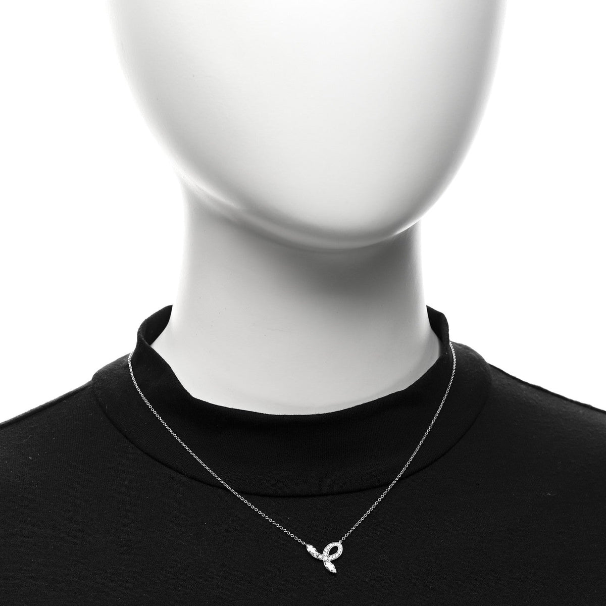 Platinum Diamond Victoria Bow Necklace