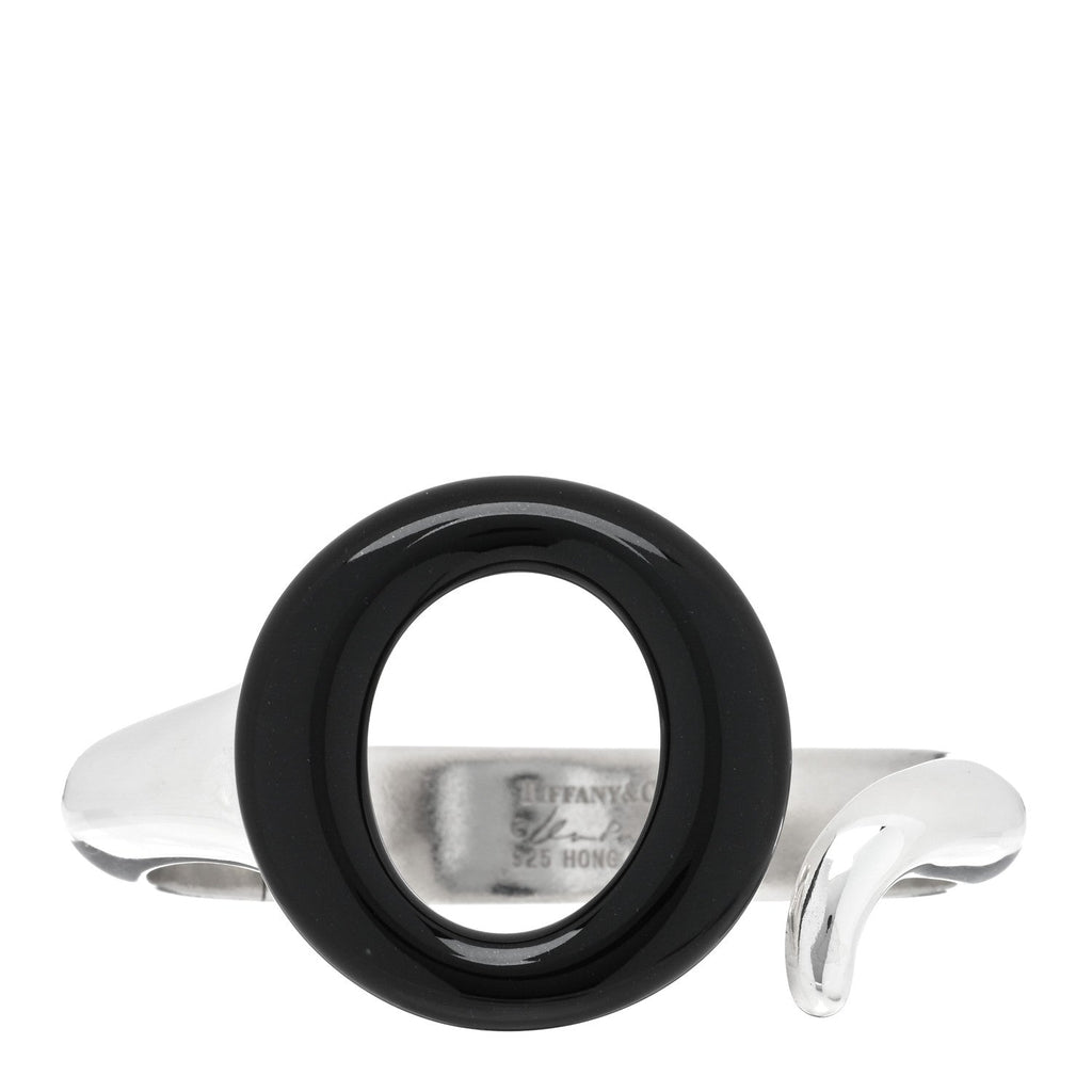 Sterling Silver Black Jade Elsa Peretti Sevillana Cuff Bracelet